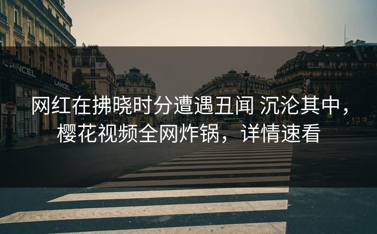 网红在拂晓时分遭遇丑闻 沉沦其中，樱花视频全网炸锅，详情速看