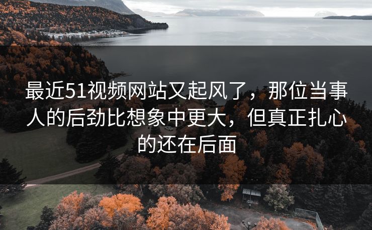 最近51视频网站又起风了，那位当事人的后劲比想象中更大，但真正扎心的还在后面