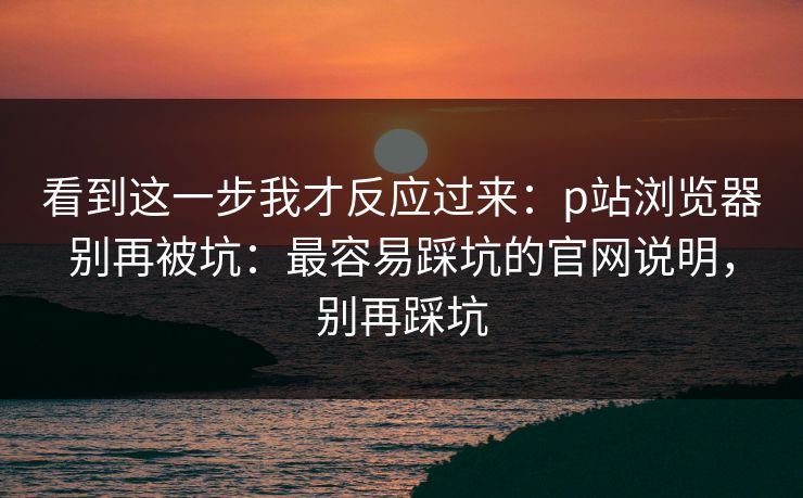 看到这一步我才反应过来：p站浏览器别再被坑：最容易踩坑的官网说明，别再踩坑